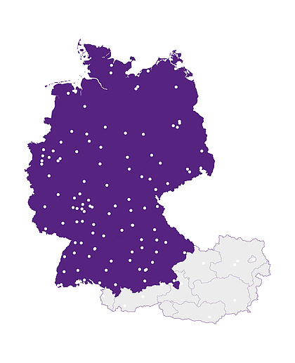 lilane Karte von Deutschland mit Servicepartnern von Kessel 